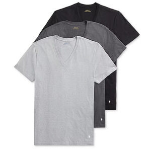 Polo Ralph Lauren Men 3-Pack Slim Fit V-Neck Undershirts Gray Multi Size XL